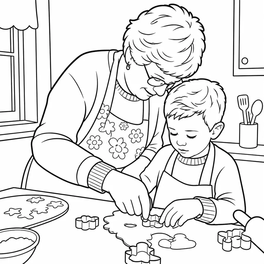 Ausmalseite Plätzchenbacken